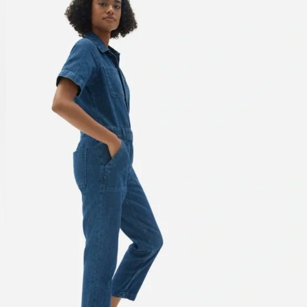 Everlane short sleeve denim coveralls / jumpsuit organic 100% cotton size 4 - Picture 3 of 5